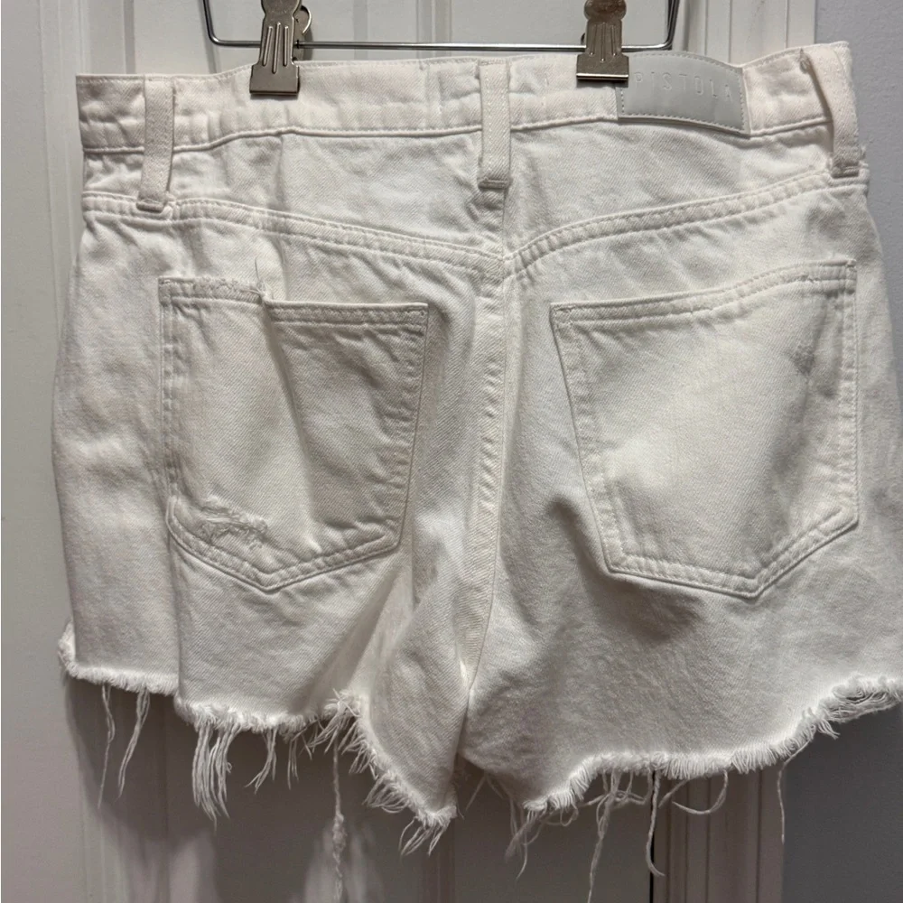 Pistola White Distressed Jean Shorts size 26